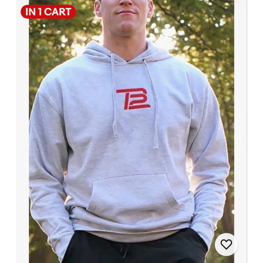 TB12 Men's Gray Hoodie Size XL